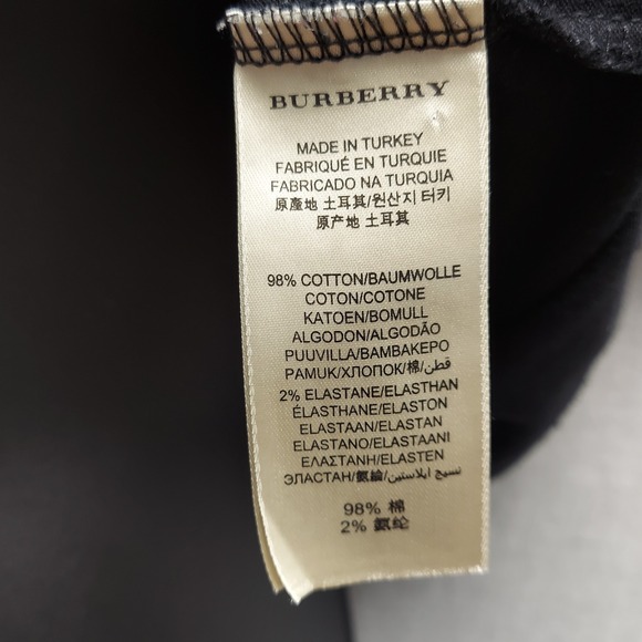 Burberry Brit Women L Black Pique Polo Shirt Nova Check Placket Equestrian Logo - Picture 9 of 14